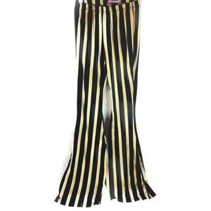 Polly & Esther Stretch Waist Pull On Black & Gold Stripe LONG Lounge Pants Small